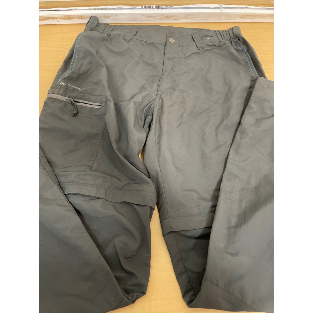 Quechua Decathlon Mens Convertible Hiking Pants Gray Zip Off Shorts Size US S/M